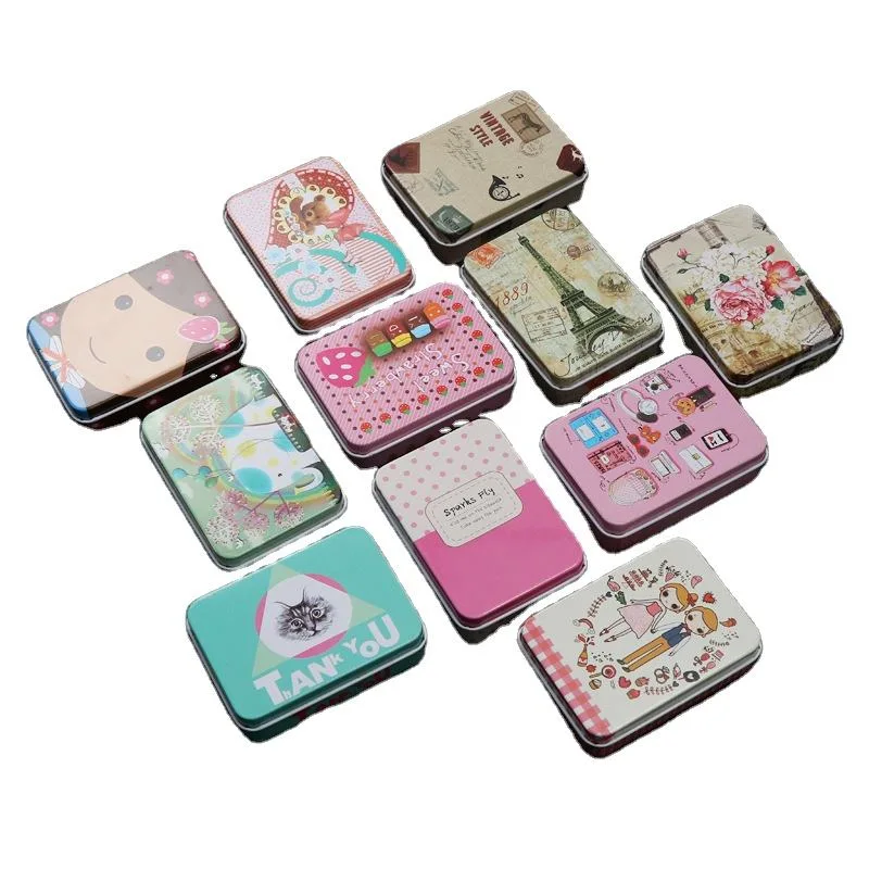 Retro Candy Gift Case Metal Storage Can Colorful Cartoon Custom Card Packing Rectangle Tin Boxes