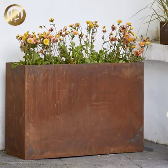 도매 편평한 Corten 강철 녹 금속 정원 훈장 화분 화분