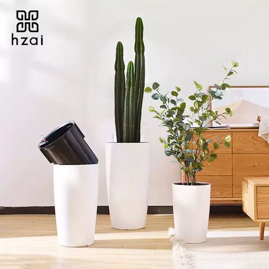 현대식 실내 화분, 자체 급수 기능이 있는 실외 장식용 플라스틱 화분, 정원 화분(HG-3301-ZS)