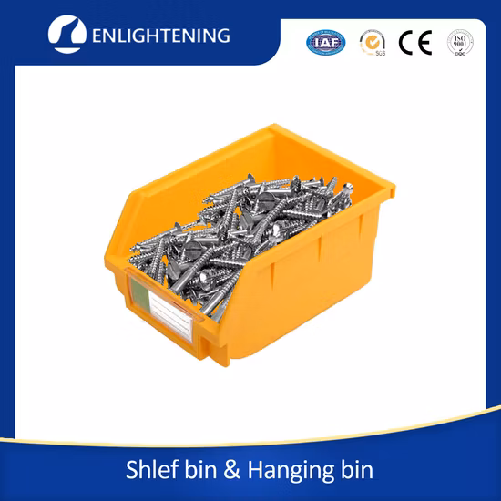 맞춤형 대형 소형 산업용 쌓을 수 있는 교수형 선반 보관 예비 부품 도구 보드 나사 랙 차고/작업장/하드웨어용 플라스틱 보관 용기 선택